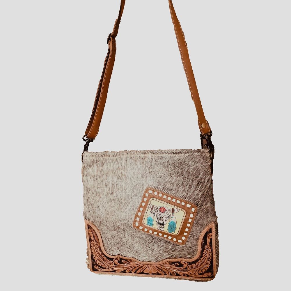 Myra Khadi Hand-Tooled Leather Cowhide Bag